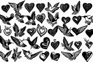 Hummingbird with 3 hearts tattoo idea