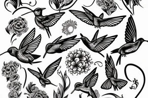 Hummingbird with 3 hearts tattoo idea
