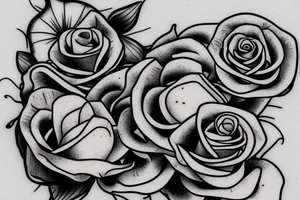 Sea turtle with scull and rose flower. tattoo idea