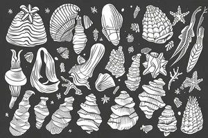 pine tree
seashell 
carrot tattoo idea