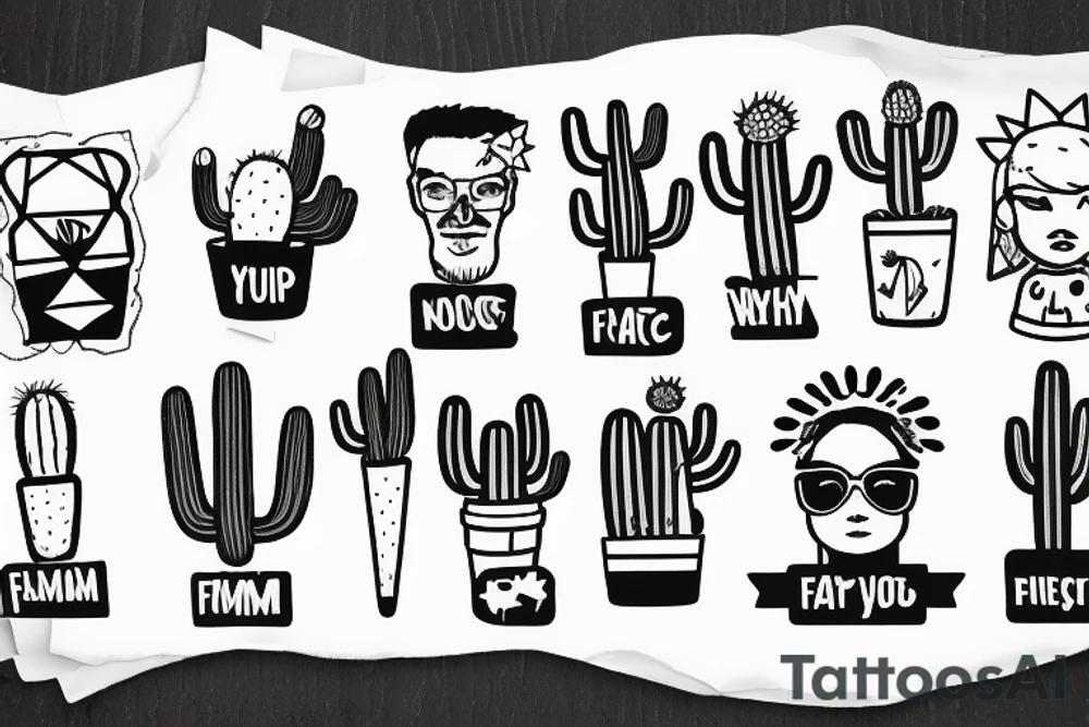 feminism logo with cactus tattoo idea