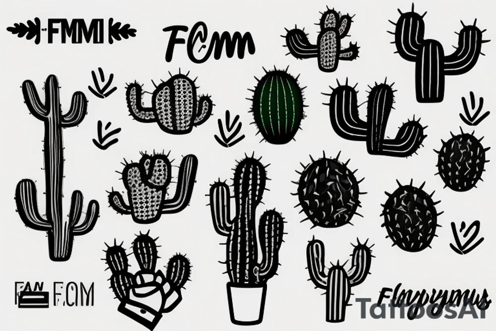 feminism logo with cactus tattoo idea