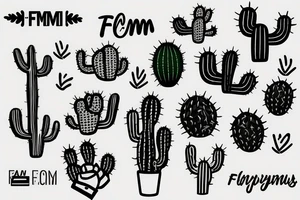 feminism logo with cactus tattoo idea
