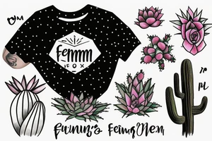 feminism logo with cactus tattoo idea