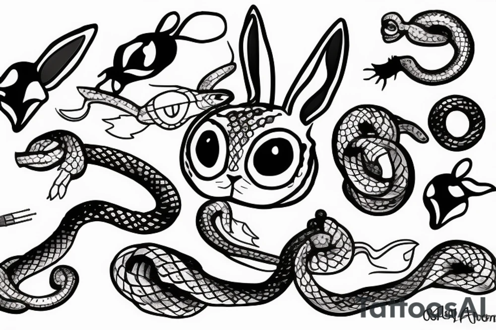 bunny with snake eyes tattoo idea