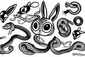 bunny with snake eyes tattoo idea