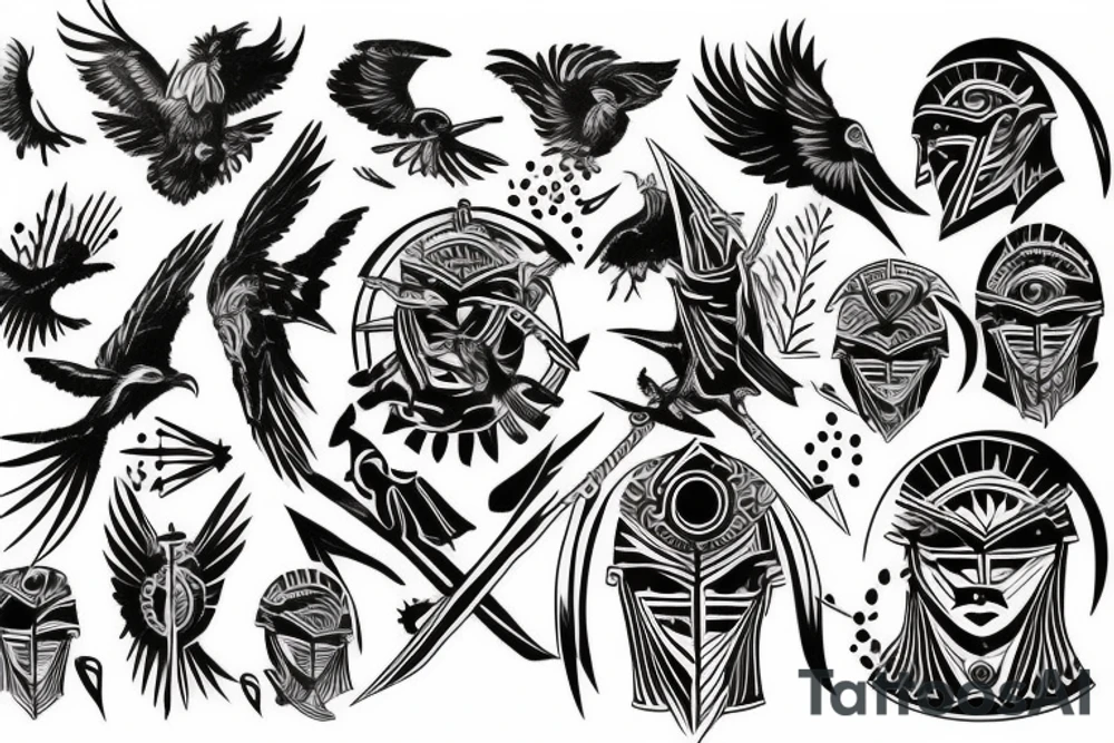 Spartan god with eagle tattoo idea