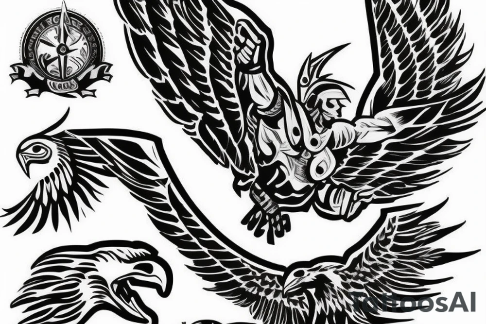 Spartan with eagle wings tattoo idea