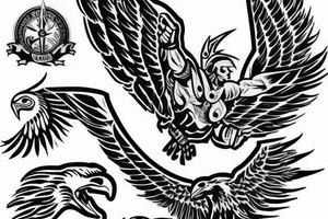 Spartan with eagle wings tattoo idea