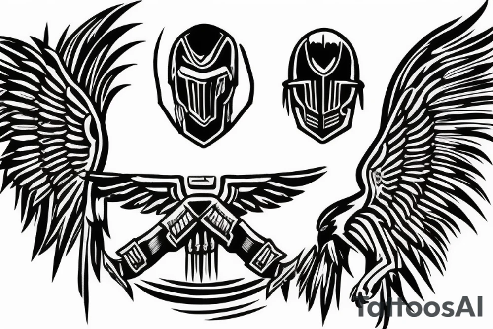 Spartan with eagle wings tattoo idea