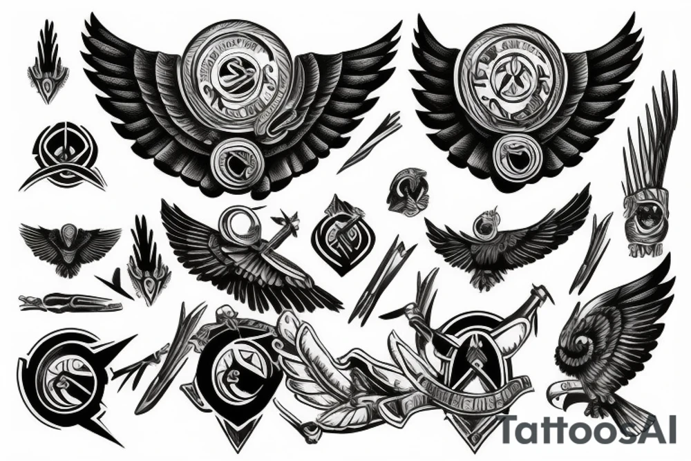 Spartan with eagle wings tattoo idea