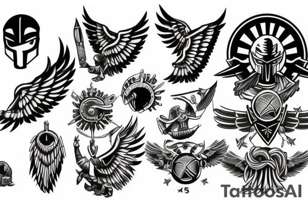 Spartan with eagle wings tattoo idea