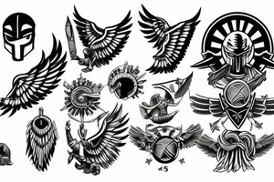 Spartan with eagle wings tattoo idea