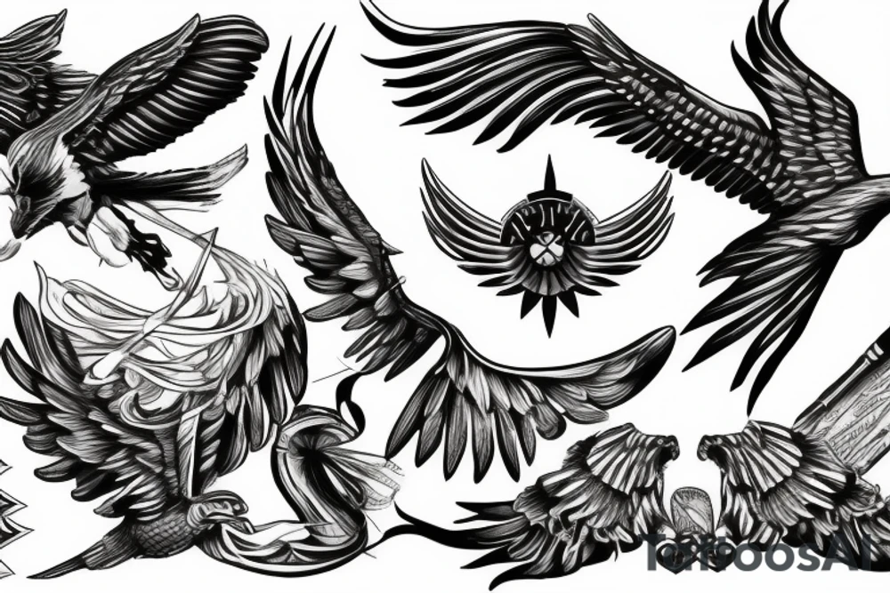 Spartan with eagle wings tattoo idea