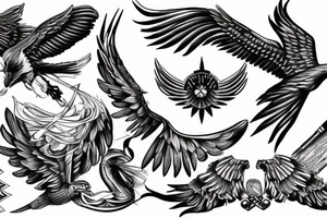 Spartan with eagle wings tattoo idea