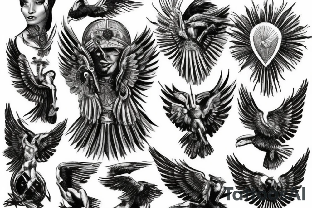 Spartan with eagle wings tattoo idea