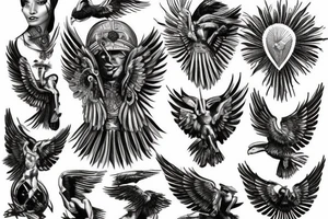 Spartan with eagle wings tattoo idea