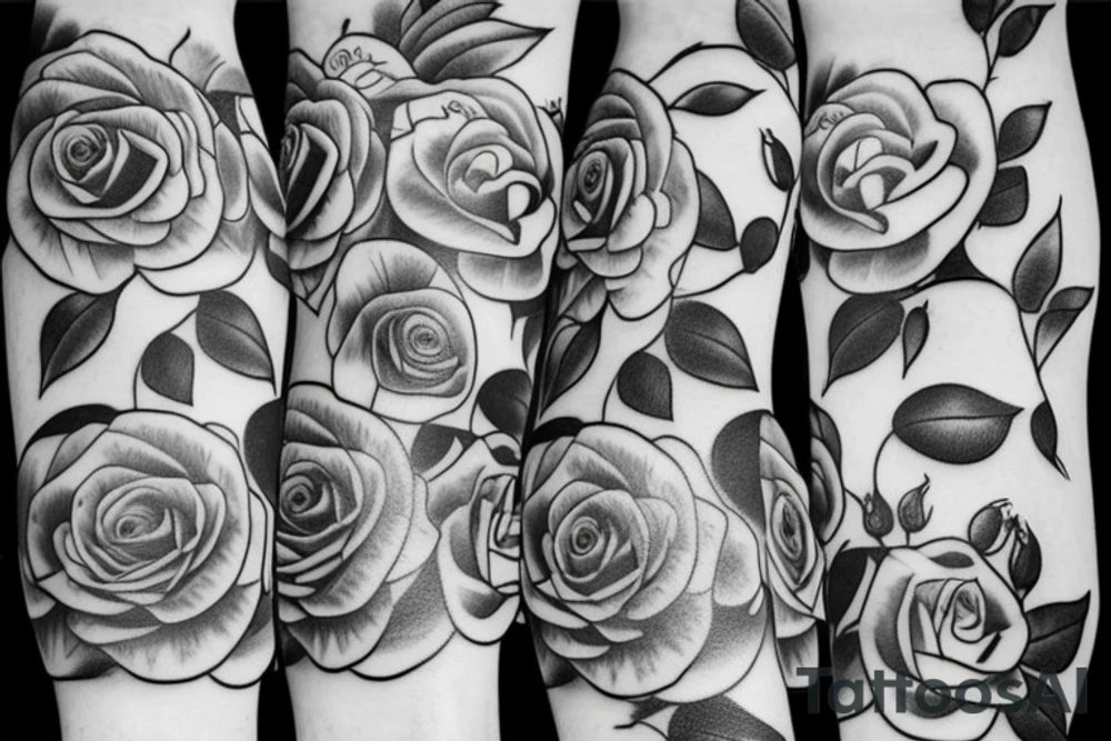 cat with roses tattoo idea