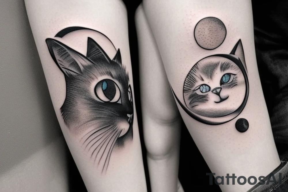 Black cat with moon tattoo idea