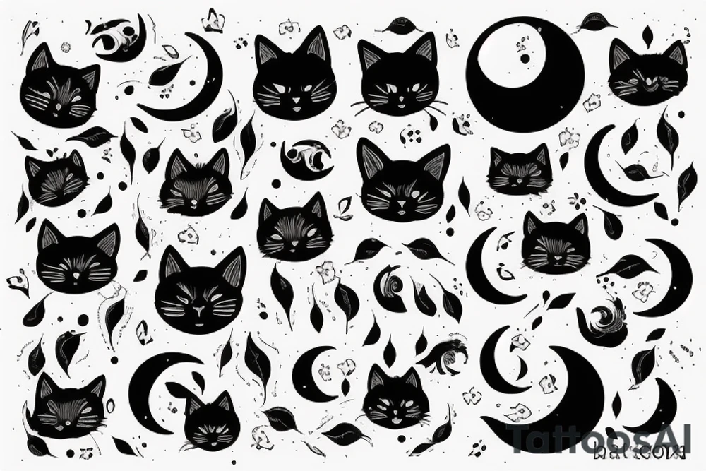 Black cat with moon tattoo idea