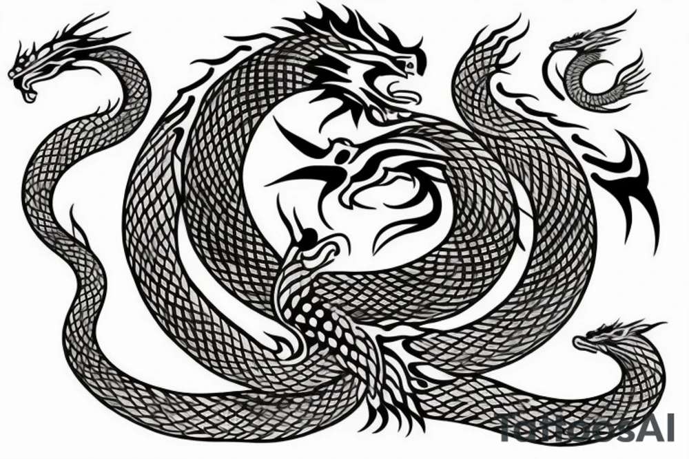 Tree of life, dragon, snake and fox tattoo idea