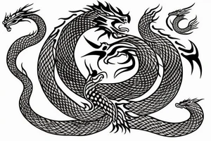 Tree of life, dragon, snake and fox tattoo idea