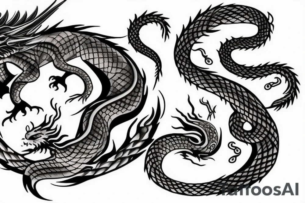 Tree of life, dragon, snake and fox tattoo idea