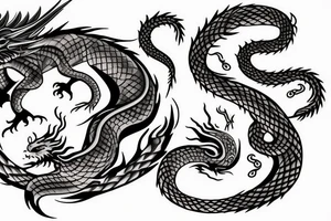 Tree of life, dragon, snake and fox tattoo idea