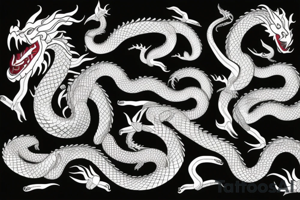 Dragon with scales fighting with a giant snake tattoo idea Dragon with scales fighting with a giant snake tattoo idea
