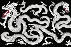 Dragon with scales fighting with a giant snake tattoo idea