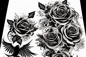 Ravens with black and red roses gothic tattoo idea