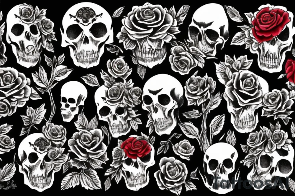 Ravens and skulls with black and red roses gothic tattoo idea Ravens and skulls with black and red roses gothic tattoo idea