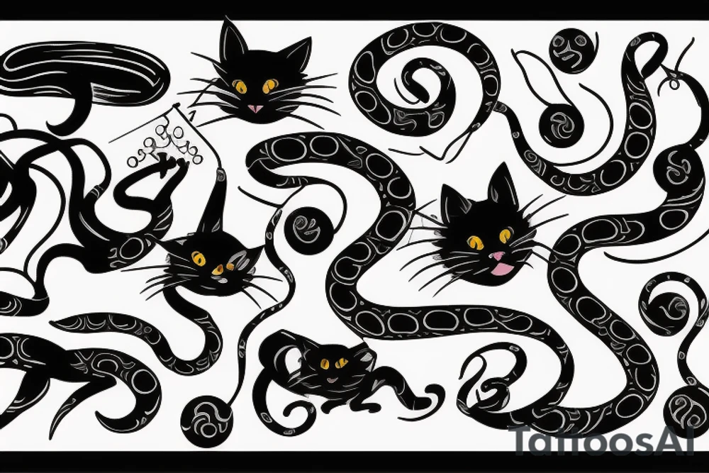 Black cat and cobra tattoo idea
