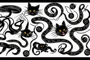 Black cat and cobra tattoo idea