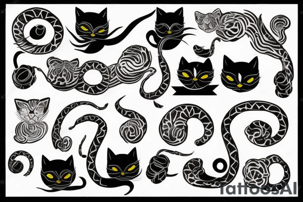 Black cat and cobra tattoo idea