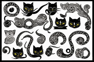 Black cat and cobra tattoo idea