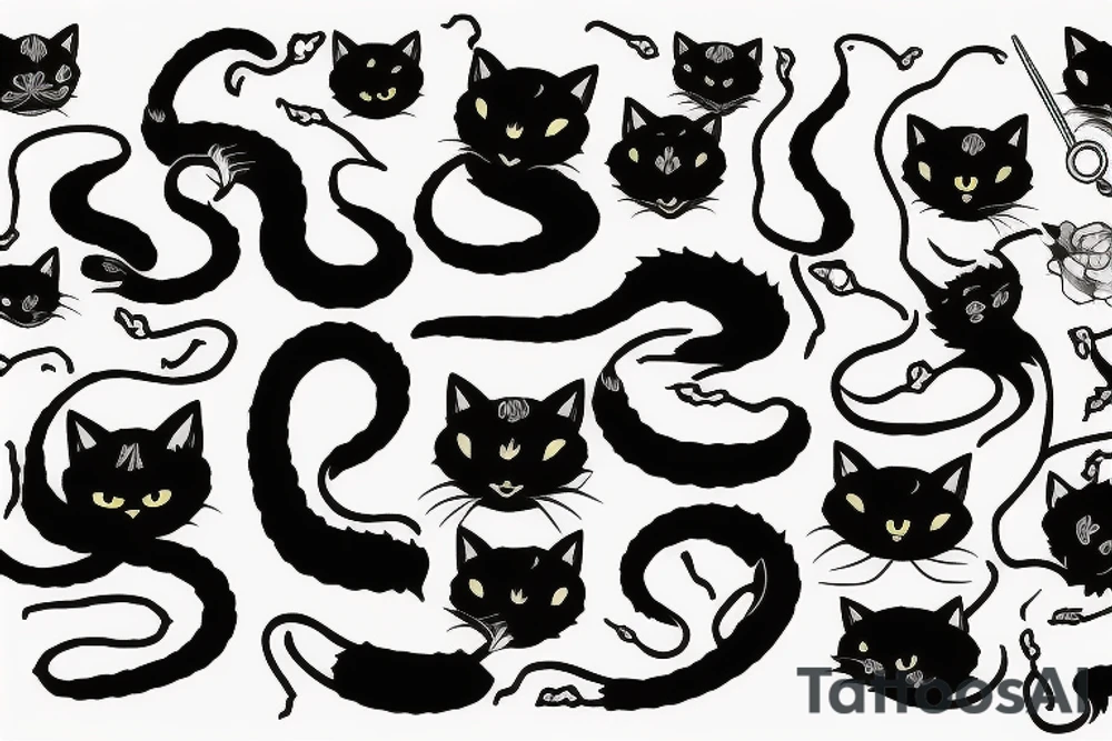 Black cat and cobra tattoo idea