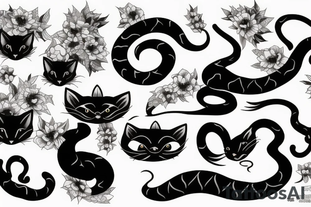 Black cat and cobra tattoo idea