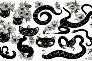 Black cat and cobra tattoo idea