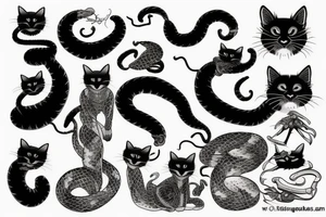 Black cat and cobra tattoo idea