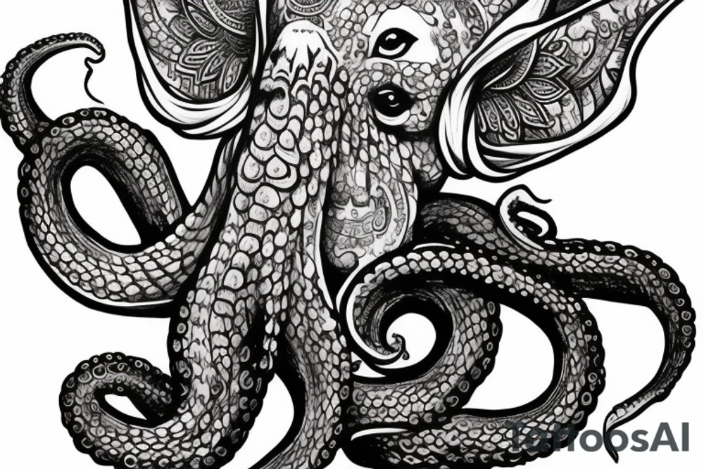 Ganesha fighting octopus tattoo idea
