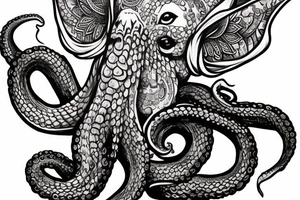 Ganesha fighting octopus tattoo idea