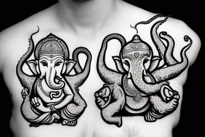 Ganesha fighting octopus tattoo idea