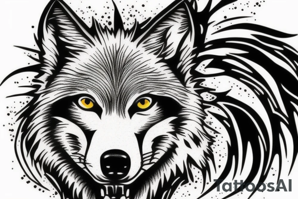 wolf head tattoo idea