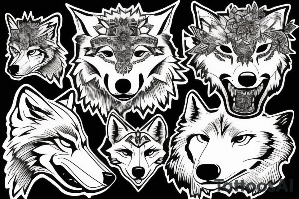 wolf head tattoo idea