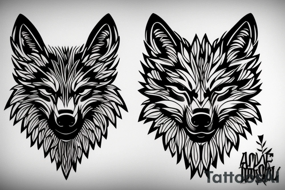 wolf head tattoo idea