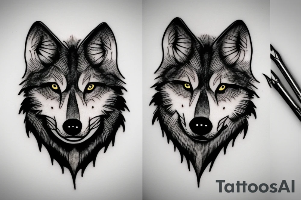 wolf head tattoo idea
