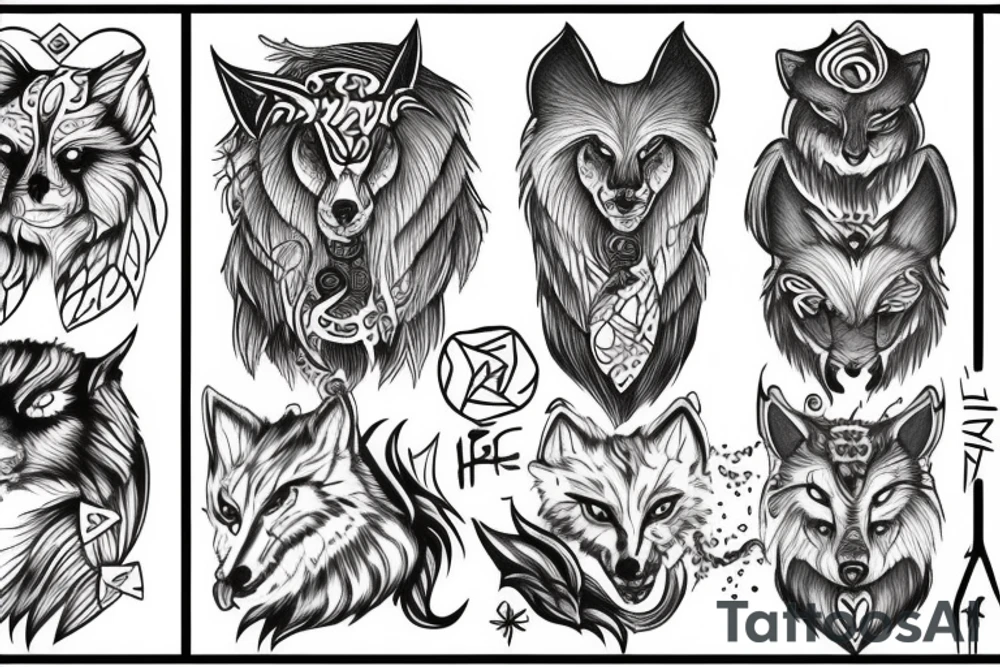 Hati and skoll tattoo idea