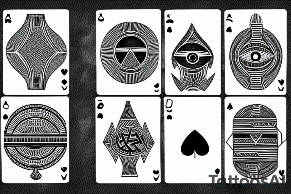 Egyptian eye symbol on playing card tattoo idea