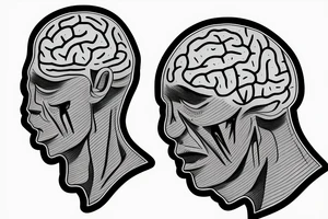 Worried man, brains, anxiety, overthinking tattoo idea